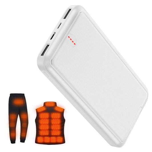 Outdoor Travel Portable Charger 10000mAh 5V/2A Battery Pack, Compact Backup Power Bank for Smartphones Tablets Heated Vest Heated Jacket Heated Clothes, Lightweight USB Charger for Men Women – Black & White