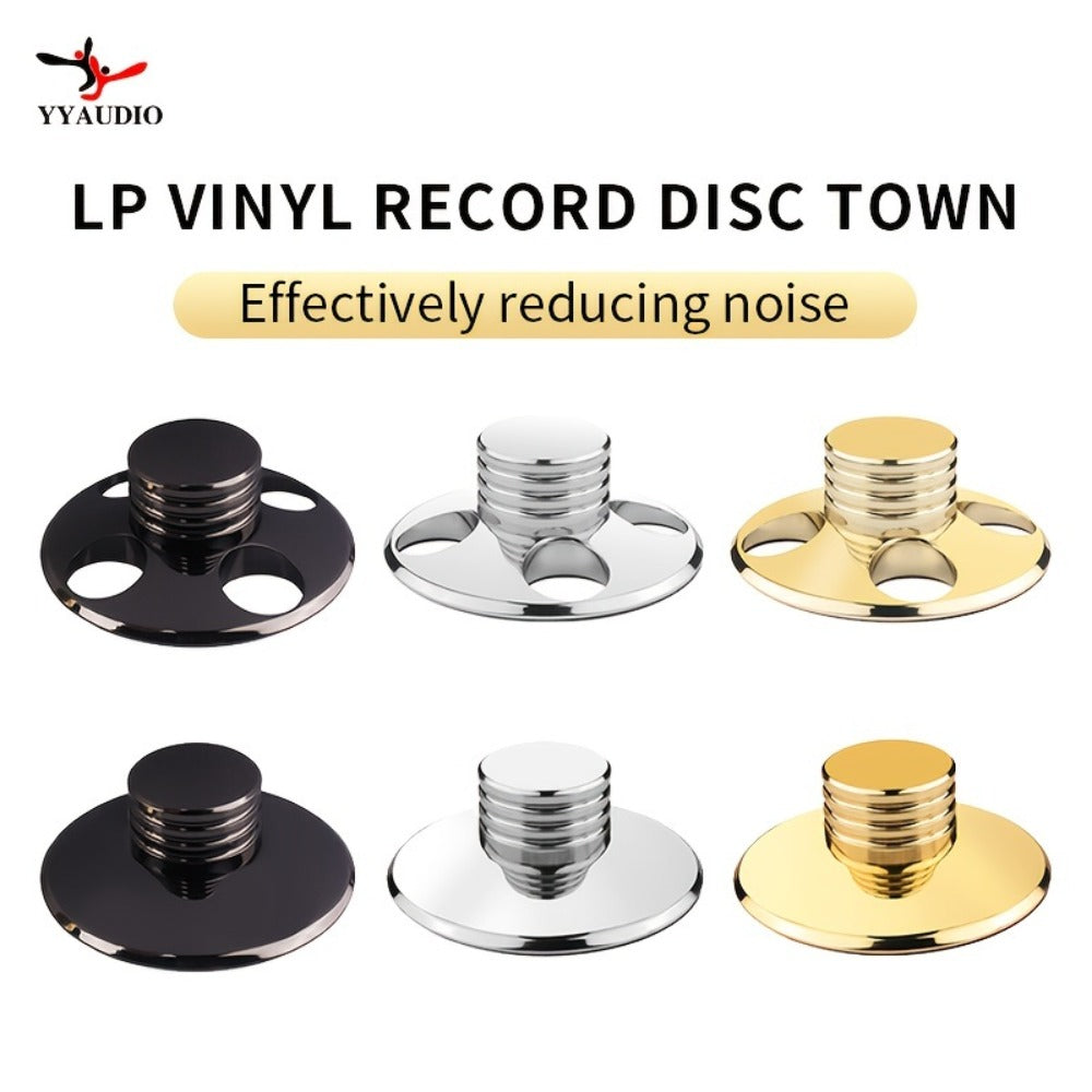 Vinyl Record Weight Stabilizer, 79 mm Metal Turntable Clamp in Solid or Four-Hole Black, Silvery and Golden Options
