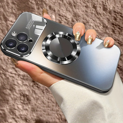 Phone Case Matte Titanium-Finish Magnetic Cover with Built-In Glass Lens Protector for Select iPhone Models