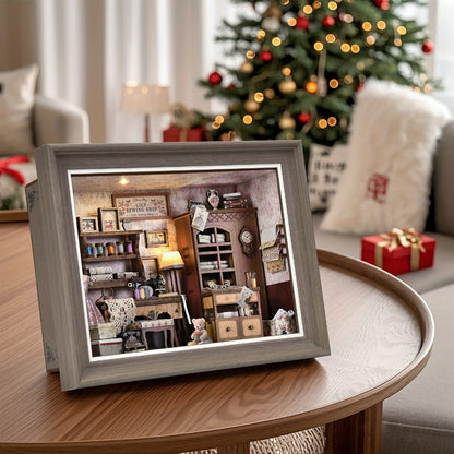 Seam House Book Nook Kit with Framed Sewing-Room Scene and Standard, Fireplace or Dwarf Style Options
