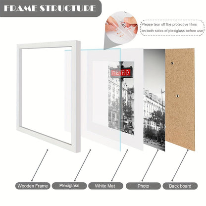 Three-Piece Square Picture Frame Set in Black or White with 8 x 8 or 12 x 12-Inch Wall Options