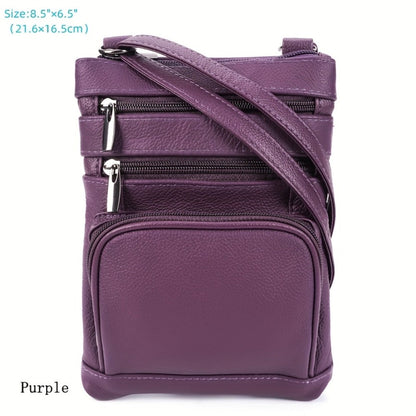 Genuine Leather Shoulder Bag for Women Men Soft First-Layer Cowhide Crossbody Bag Multi-Pocket Messenger Bag 3 Sizes Fits Smartphone Tablet Daily Work Travel – Black Red Brown Navy
