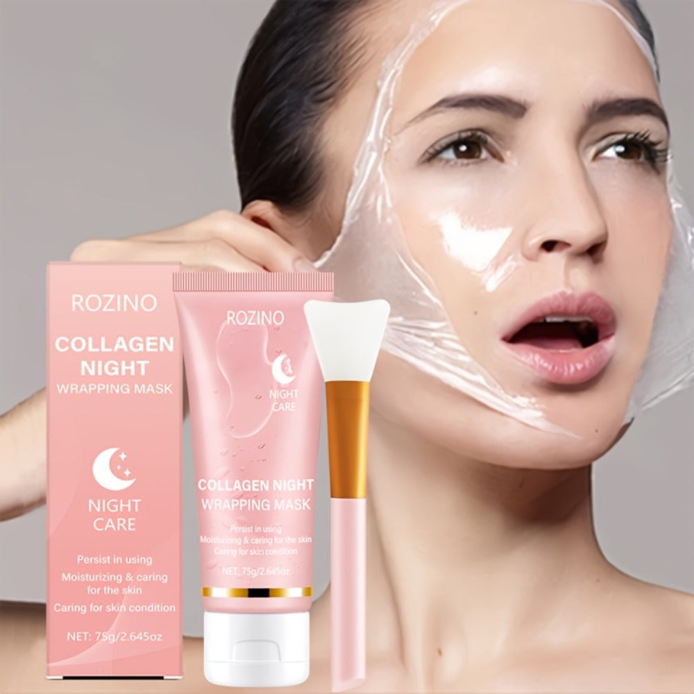 Collagen Overnight Wrapping Facial Mask with Hyaluronic Acid - Korean Skincare Sleep Mask for Glowing Skin, Deep Hydration, Firming & Anti-Sagging | 2.645oz