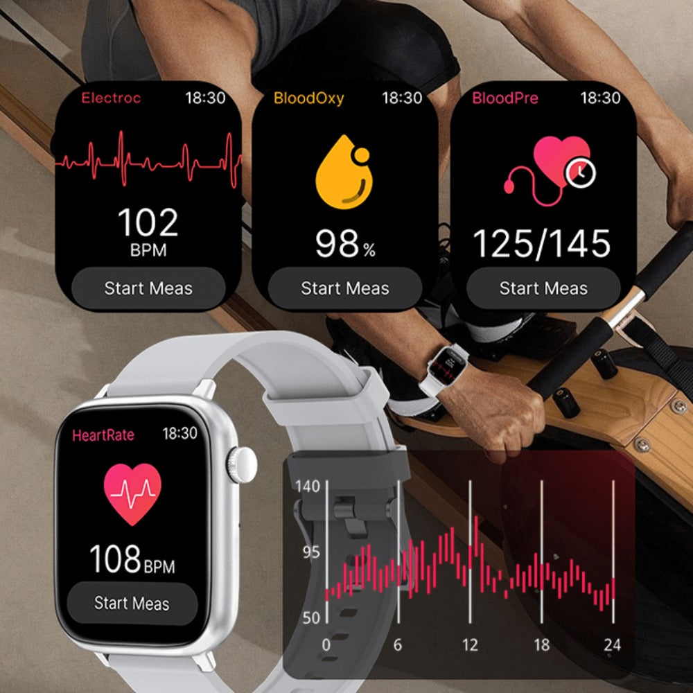 IP68 Waterproof Swimming Smartwatch Bluetooth Calling HD Display Music Control Sleep Health Monitor Long Battery Multi-Sport Modes iOS Android Compatible – Jet Black Blush Pink Silver Round