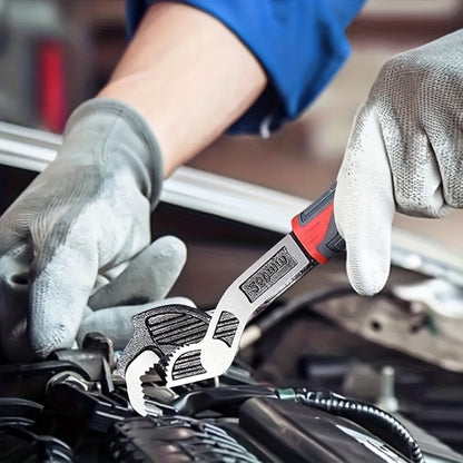 Four-Piece Self-Adjusting Wrench Set in 6-, 8-, 10- and 12-Inch Sizes with Cr-V Material Marking