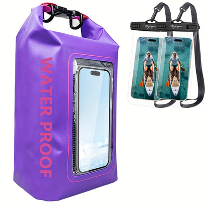 Dry Bag Set 3-Piece Roll Top Backpack with Phone Pouch & Dry Sack - Kayaking with the Listed Color, Size or Set Options for Everyday Carry