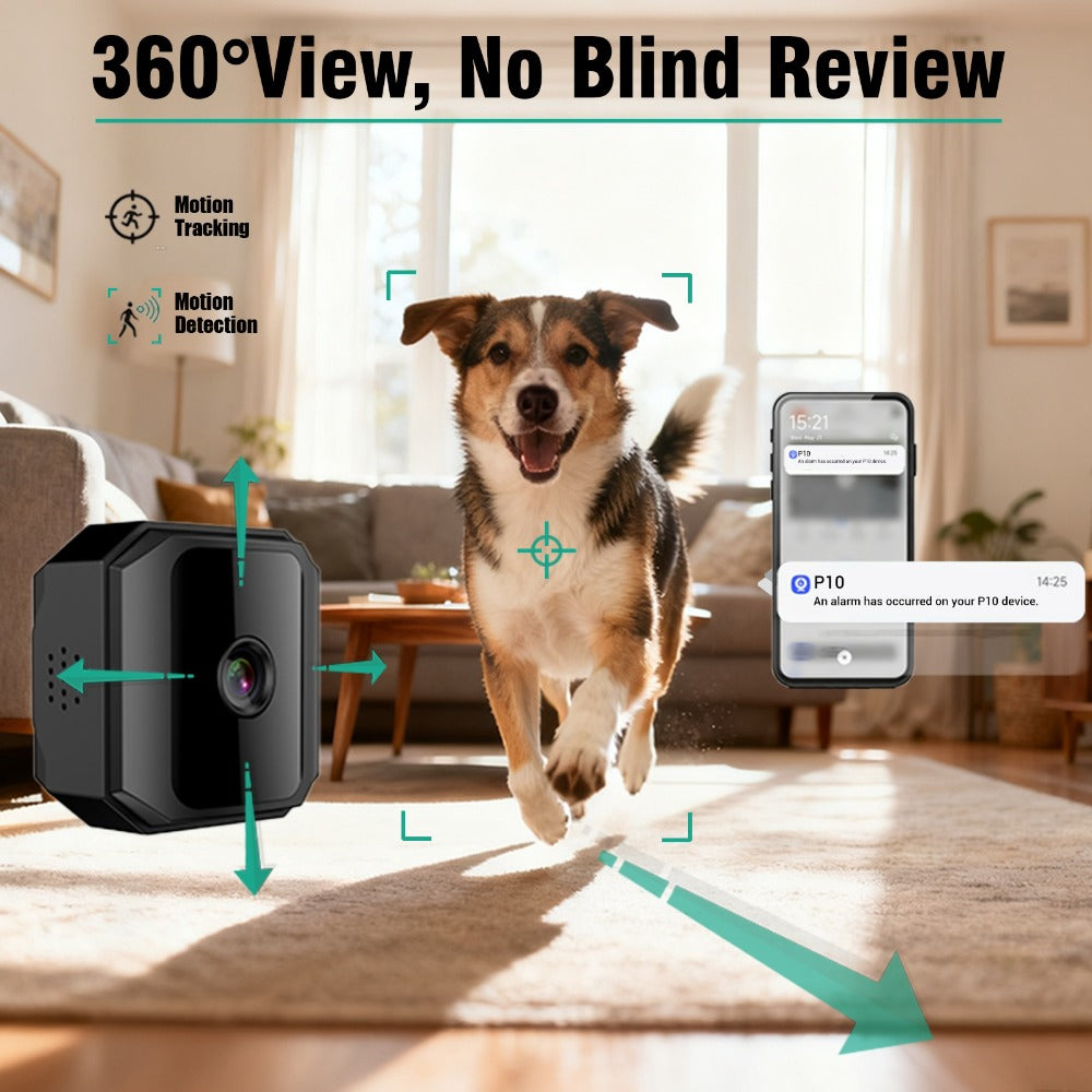 Security Camera Mini Plug-In Black Model with Night Vision, Motion Alerts, Flexible Stem and Local TF Storage