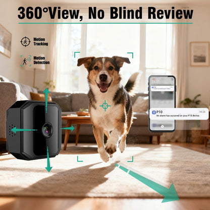 Security Camera Mini Plug-In Black Model with Night Vision, Motion Alerts, Flexible Stem and Local TF Storage