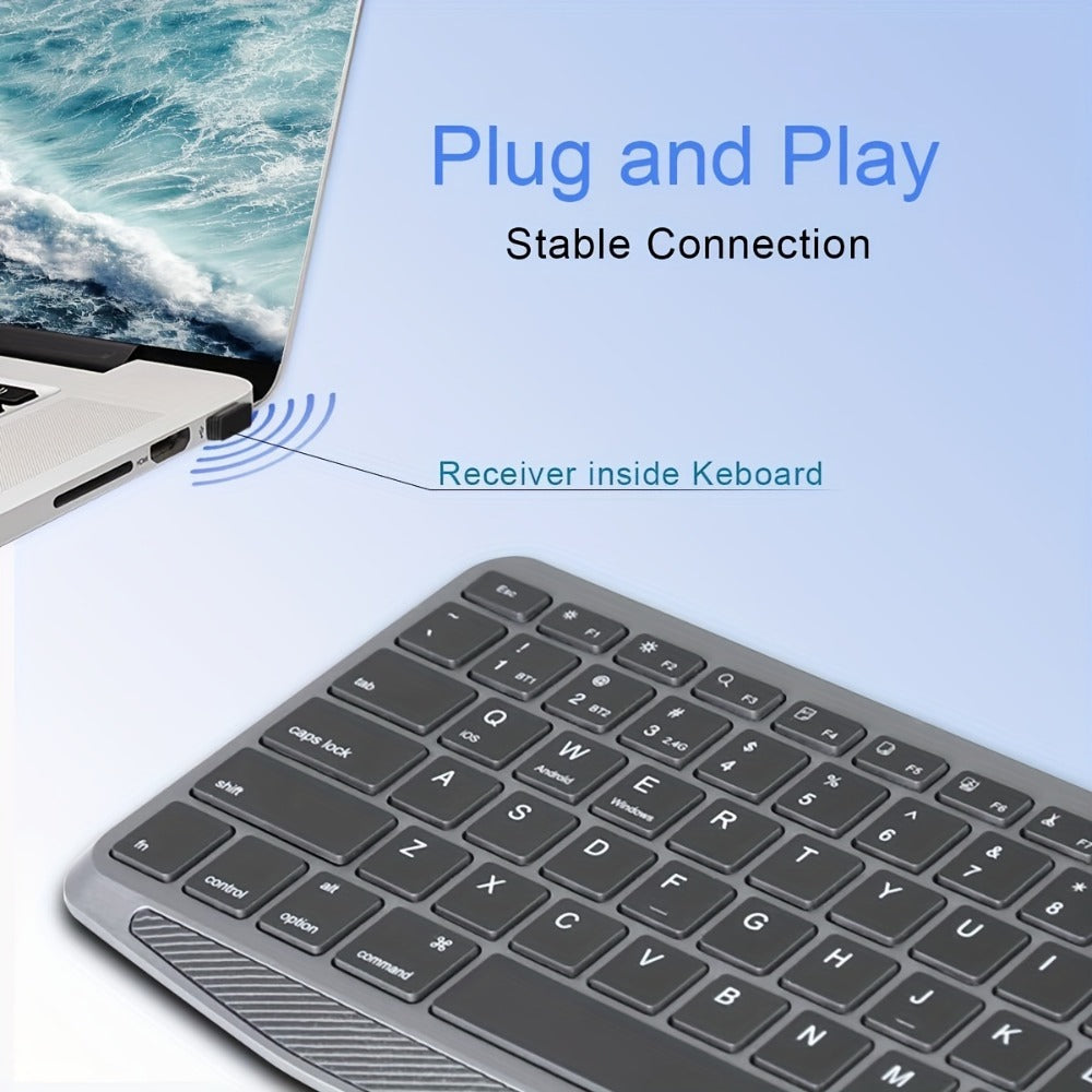 Touchpad Wireless Keyboard 2.4G Dual Mode – Backlit Multimedia Hotkeys, Type-C Rechargeable, All-in-One Remote for Smart TV, Android TV Box, Tablet, PC & Computer | Deep Grey