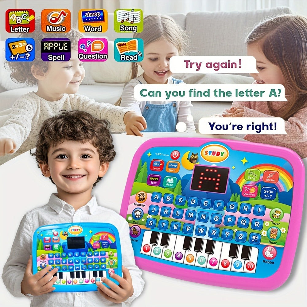 Educational Learning Tablet for Kids Ages 3-6 — Multifunctional Alphabet Numbers Music Animal Sounds & Piano Toy, Interactive Electronic Learning Machine for Toddlers Boys Girls, Birthday Christmas Gift