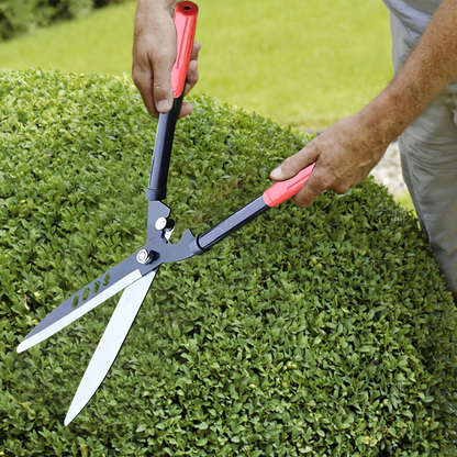 Long-Handle Hedge and Twig Shears, 20.4 Inches Overall with 10.8-Inch Blades and Red Grip Ends