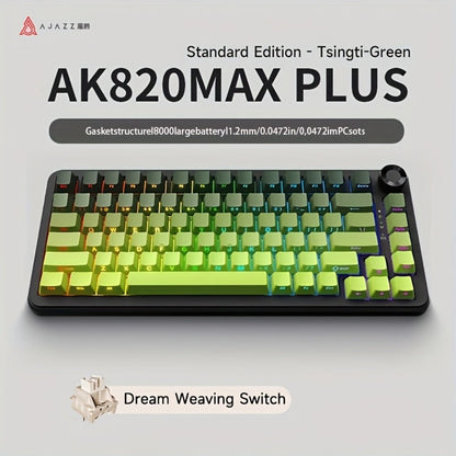 Hot Swap Gasket Mechanical Keyboard AJAZZ AK820 75% – Wireless 2.4GHz & Wired, Volume Knob, South-Facing RGB, Poron Foam, PBT Keycaps, Programmable, 11 Switch & Color Options for PC & Mac