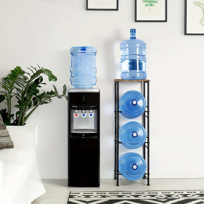 5-Gallon Water Jug Holder 3-Tier, Water Bottle Rack Organizer with Top Shelf & Adjustable Legs for Kitchen