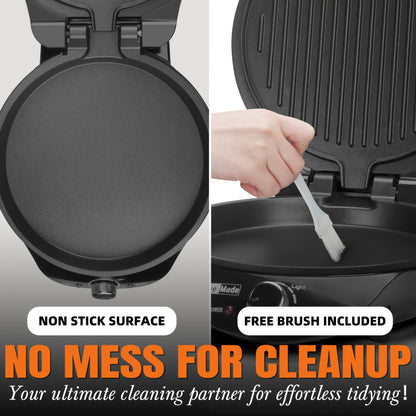 Electric Griddle 10 Inch Nonstick – Smokeless Indoor Grill, Quesadilla Maker & Pizza Maker | Multi-Functional Non-Stick Countertop Cooking Plate, Black
