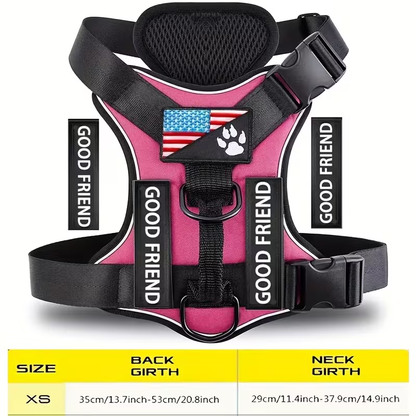 Five-Patch Dog Vest Harness in Black, Red, Rose Red, Grey or Green with XS-to-XL Sizes Pictured
