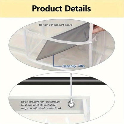 Hanging Storage Organizer 4 or 6-Layer Foldable Non-Woven Bag in Gray or Neutral Color Options