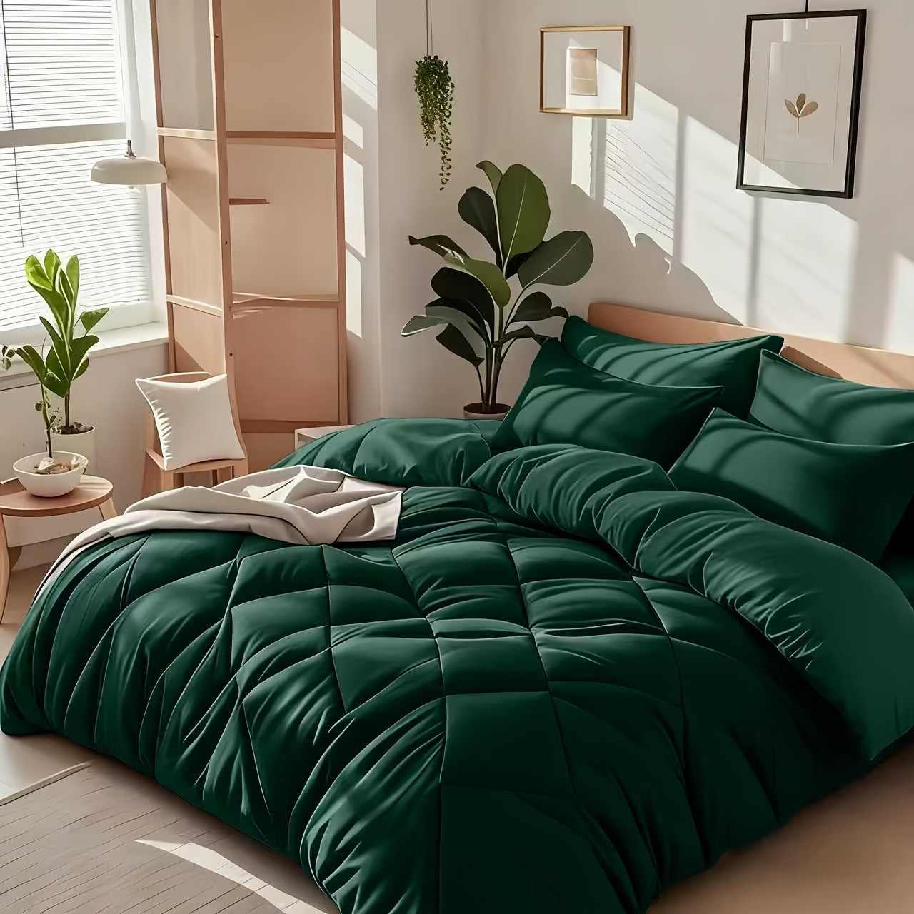 Diamond-Grid Microfiber Comforter Set with Pillowcases, 14 Color or Code Options and Twin, Queen or King Sizes