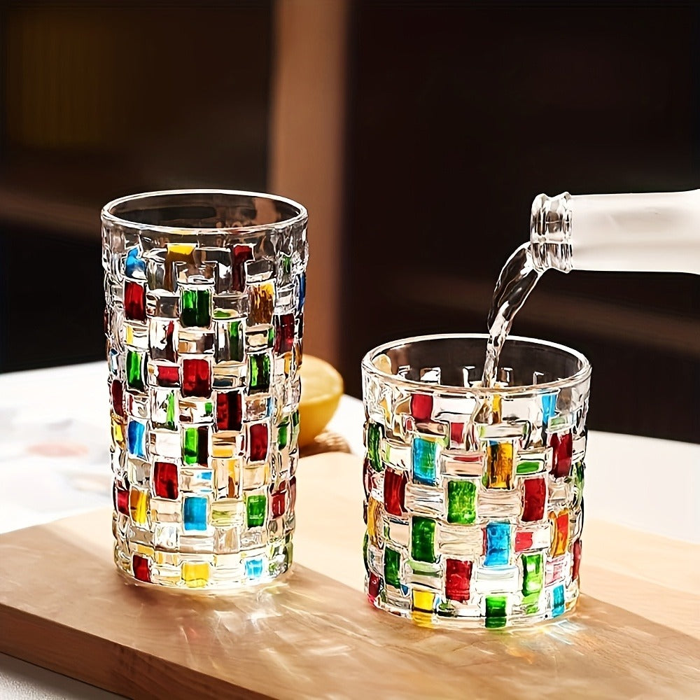 Color-Block Drinking Glass Set with Four Checkout Configurations, Two Heights and Two- or Four-Piece Packs