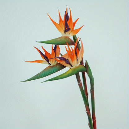 Artificial Bird of Paradise Flower Stems, Three-Piece 24.5-Inch Rubber-Labeled Set in Four Colors