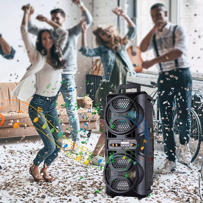Portable Wireless PA Speaker System Dual 6.5" Subwoofer 3000W Bluetooth TWS Karaoke Outdoor Party Speaker with Microphone LED Light AUX USB FM Remote Control