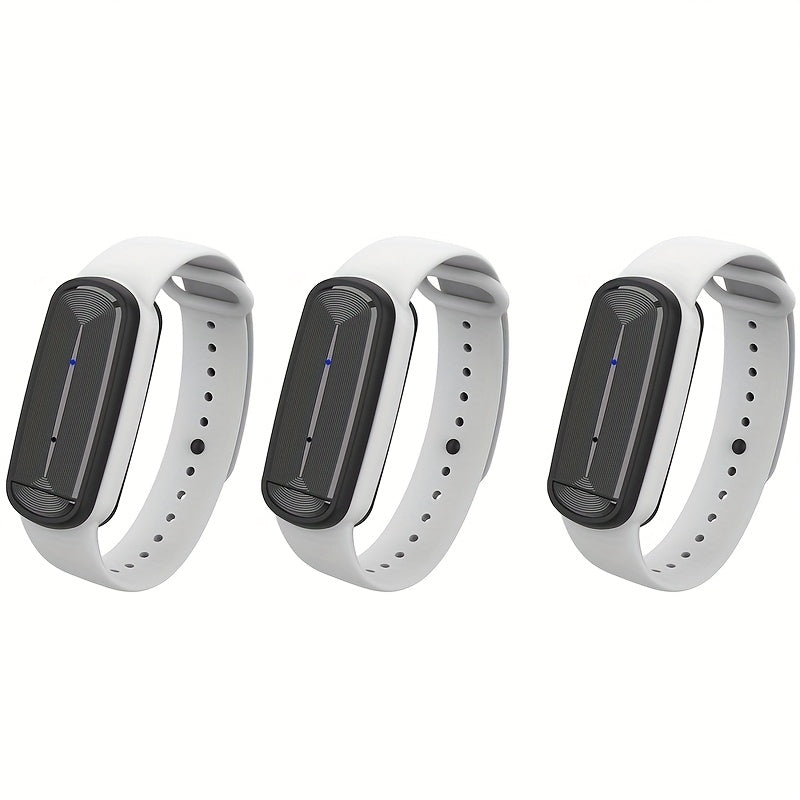 Ultrasonic Mosquito Repellent Bracelet 3-Pack – USB Rechargeable Intelligent Bug Repellent Wristband for Camping, Outdoor, Hiking & Travel, Waterproof Mosquito Control Bracelet for Adults & Kids