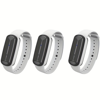 Ultrasonic Mosquito Repellent Bracelet 3-Pack – USB Rechargeable Intelligent Bug Repellent Wristband for Camping, Outdoor, Hiking & Travel, Waterproof Mosquito Control Bracelet for Adults & Kids