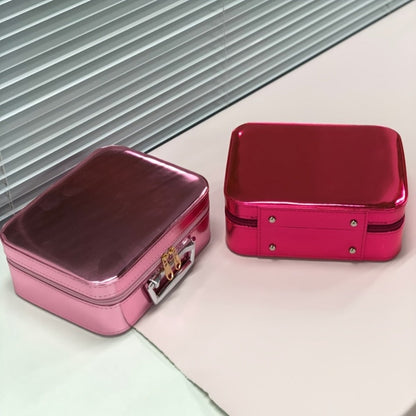 Glitter Makeup Travel Case Hard Shell Large Capacity Flat Lay Organizer Luxury Cosmetic Storage Box for Women Portable Fits in Suitcase Gold Rose Red Pink Size L Beauty Gift