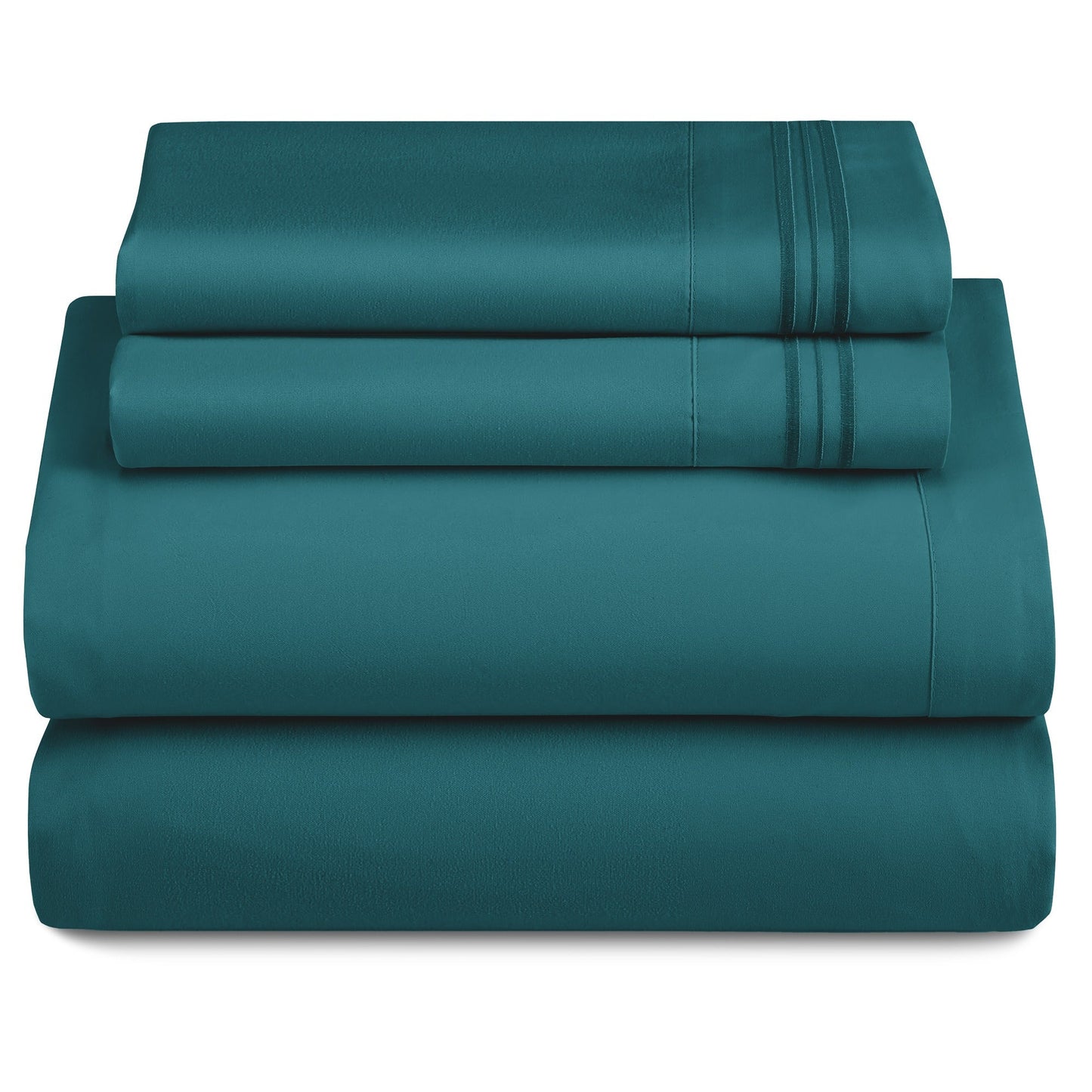 Bed Sheet Set 1800-Series Microfiber with Six Fitted-Sheet Sizes and Twenty Solid Color Choices