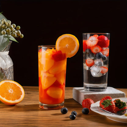 Six-Piece Highball Glass Set with Thick Bases for Juice, Milk, Water and Everyday Tabletop Drinks