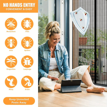 Magnetic Mesh Screen Door with Self-Sealing Center Closure and 90 x 210 cm Pictured Size, One-Piece Set