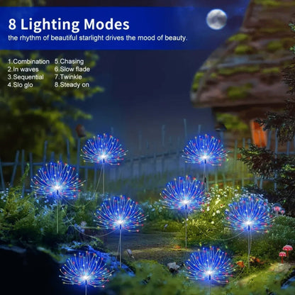 Solar Garden Light Firework Starburst Stakes with 8 Modes, Warm White or Colorful LED Options