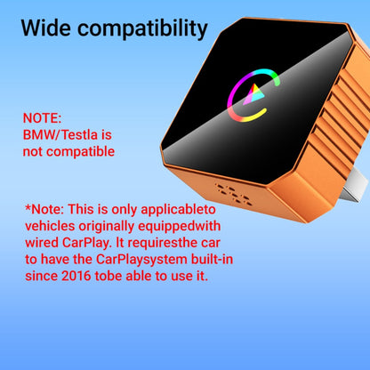 Wireless CarPlay Android Auto Adapter USB Dongle Plug-and-Play Compact Design for Vehicles with Wired CarPlay or Wired Android Auto, Hands-Free Smartphone Connection, Orange & Black