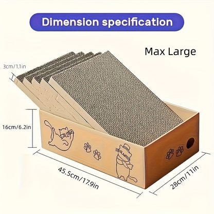 Cat Scratching Board & Bed Combo – 5-Layer Large Corrugated Cardboard Scratcher with Premium Texture, Replaceable Design for Indoor Cats & Kittens, Standard & Extra Large, Set of 5