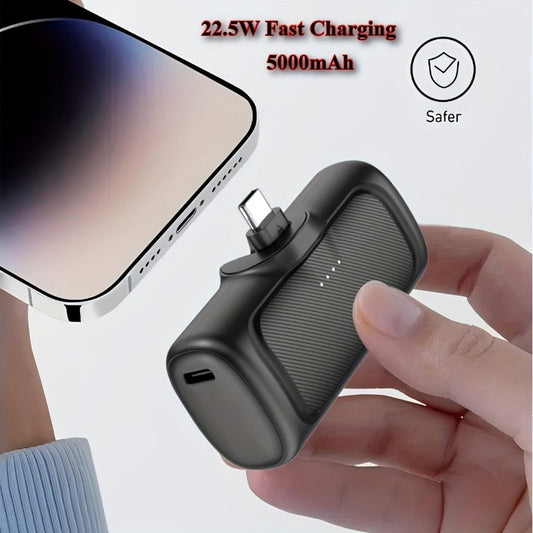 22.5W Fast Charging Power Bank Stand 5000mAh USB-C – Dual Mode Portable Charger with Built-In Phone Stand, Lithium Polymer Battery, Compatible with iPhone 17 16 15 Android Samsung, Emergency Travel Charger
