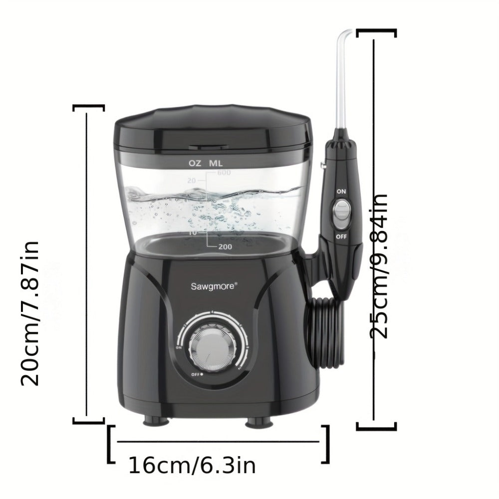 600 ml Desktop Water Flosser in Black with 10 Pressure Levels, Eight Nozzles and Large Tank
