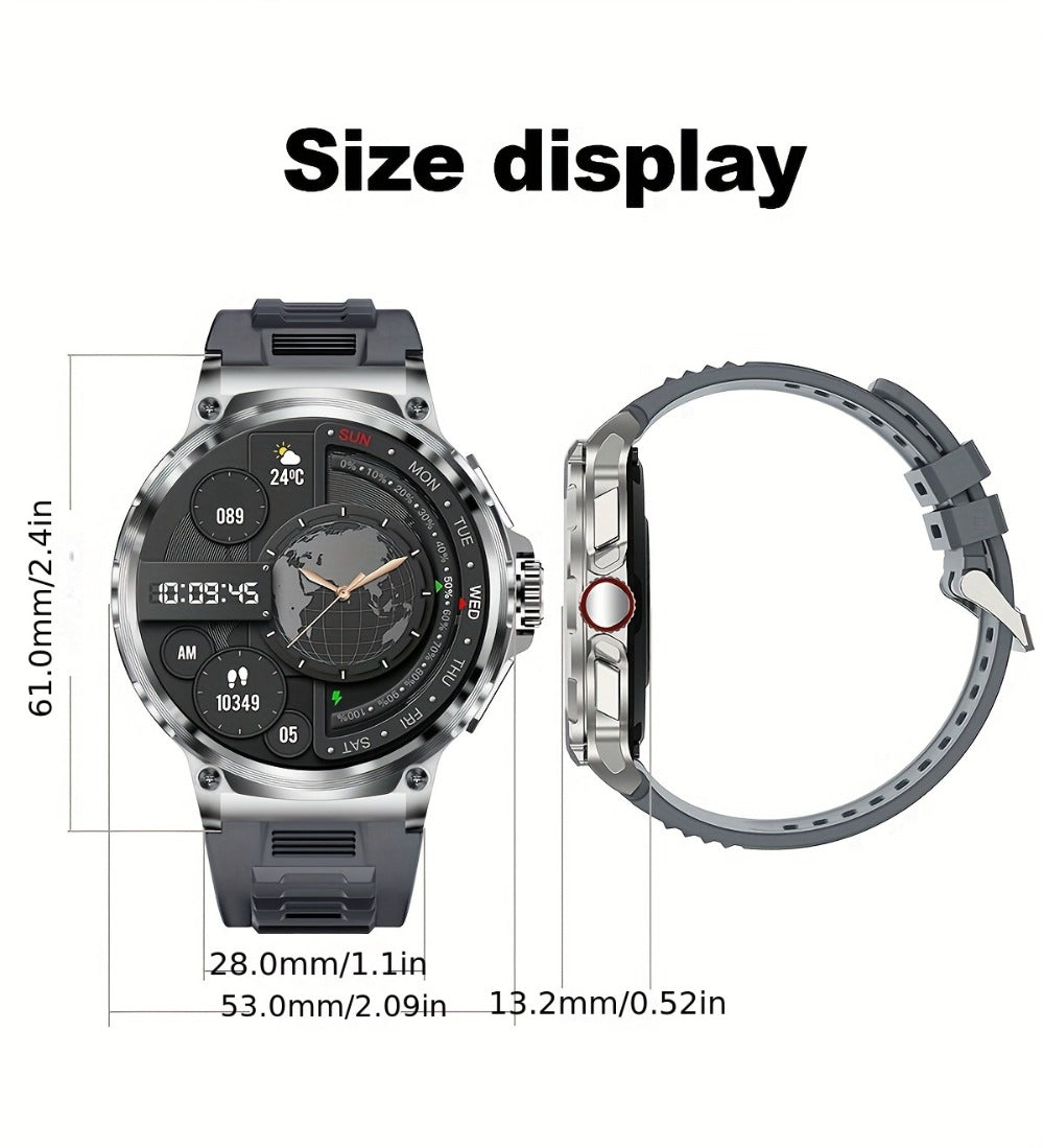 Smart Watch 1.85-Inch Round Display with 710mAh Battery, Wireless Calling and Silver or Black Band