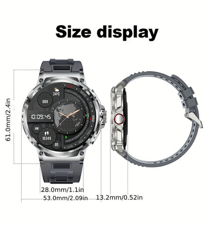 Smart Watch 1.85-Inch Round Display with 710mAh Battery, Wireless Calling and Silver or Black Band