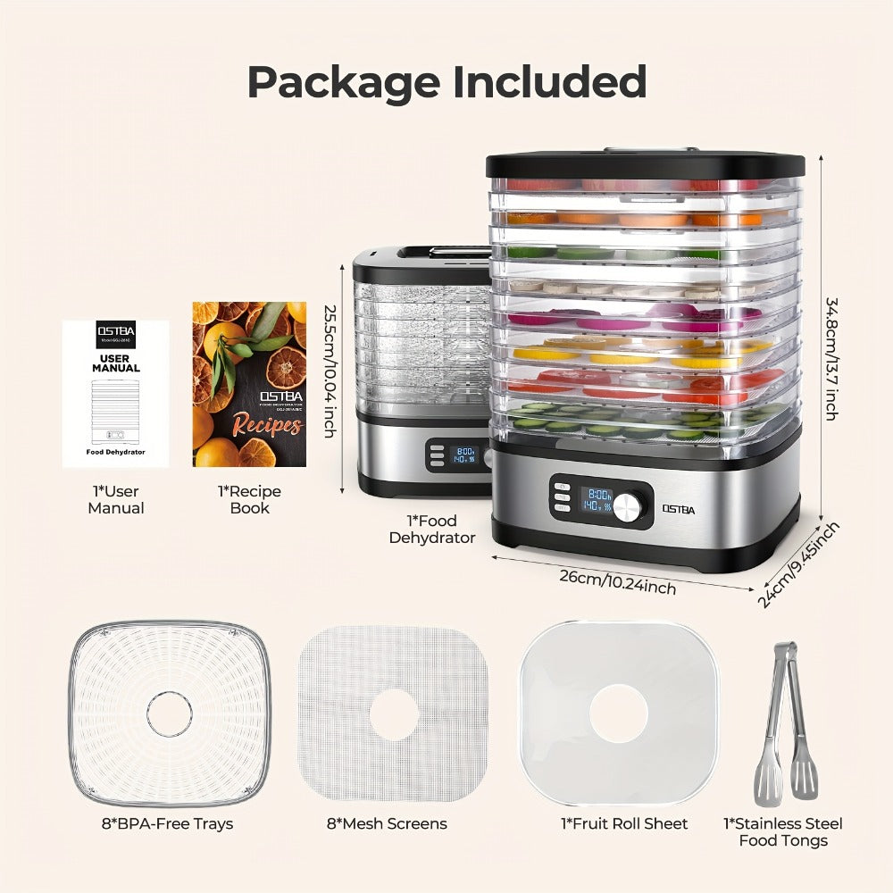 Stackable Food Dehydrator Family with Analog or Digital Controls and Five- or Eight-Tray Model Options