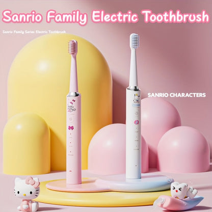 Electric Toothbrush Sanrio Hello Kitty or Pochacco Style with Four Modes, Four Levels and Three Brush Heads