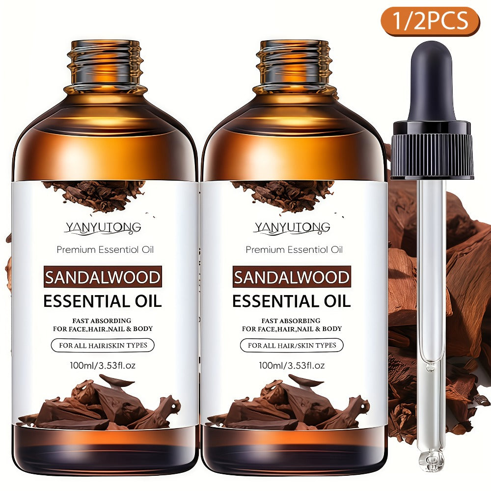 Sandalwood Essential Oil for Hair & Skin Care 30ml / 100ml / Twin Pack — Moisturizing Aromatherapy Oil for Massage, Diffuser & Shower, All Skin & Hair Types