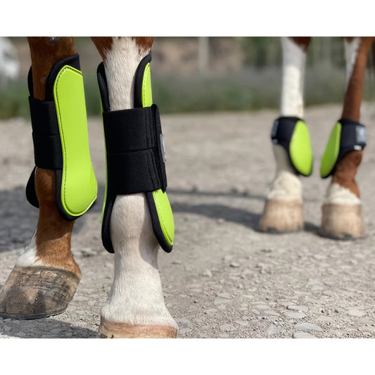 Horse Boots Set of 4 – Open Front Tendon & Fetlock Leg Protection Boots, PU Neoprene Splint Boots for Training, Racing, Riding & Jumping, Full, COB & Pony Sizes, 10 Colors