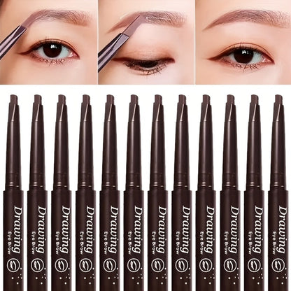 Eyebrow Pencil 12-Pack Double-Ended Waterproof — Automatic Twist-Up Brow Pencil with Spoolie Brush, 4 Natural Shades, Long-Lasting Easy Brow Makeup for Women
