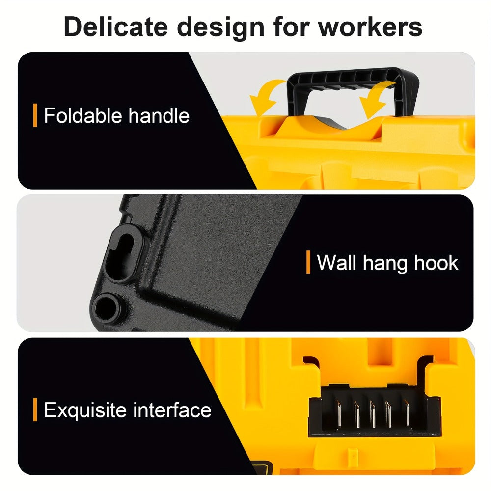 Four-Port Battery Charging Station Compatible with Select DeWalt 12V/20V Batteries, Two USB Ports and US Plug