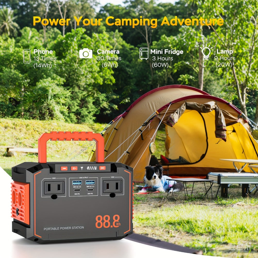 Solar Generator Portable Power Station 88.8Wh 111Wh 237Wh with Foldable Solar Panel, 100W Pure Sine Wave AC Output USB-C PD USB QC3.0 DC LED Emergency Light for Camping RV Hiking & Home Backup Power