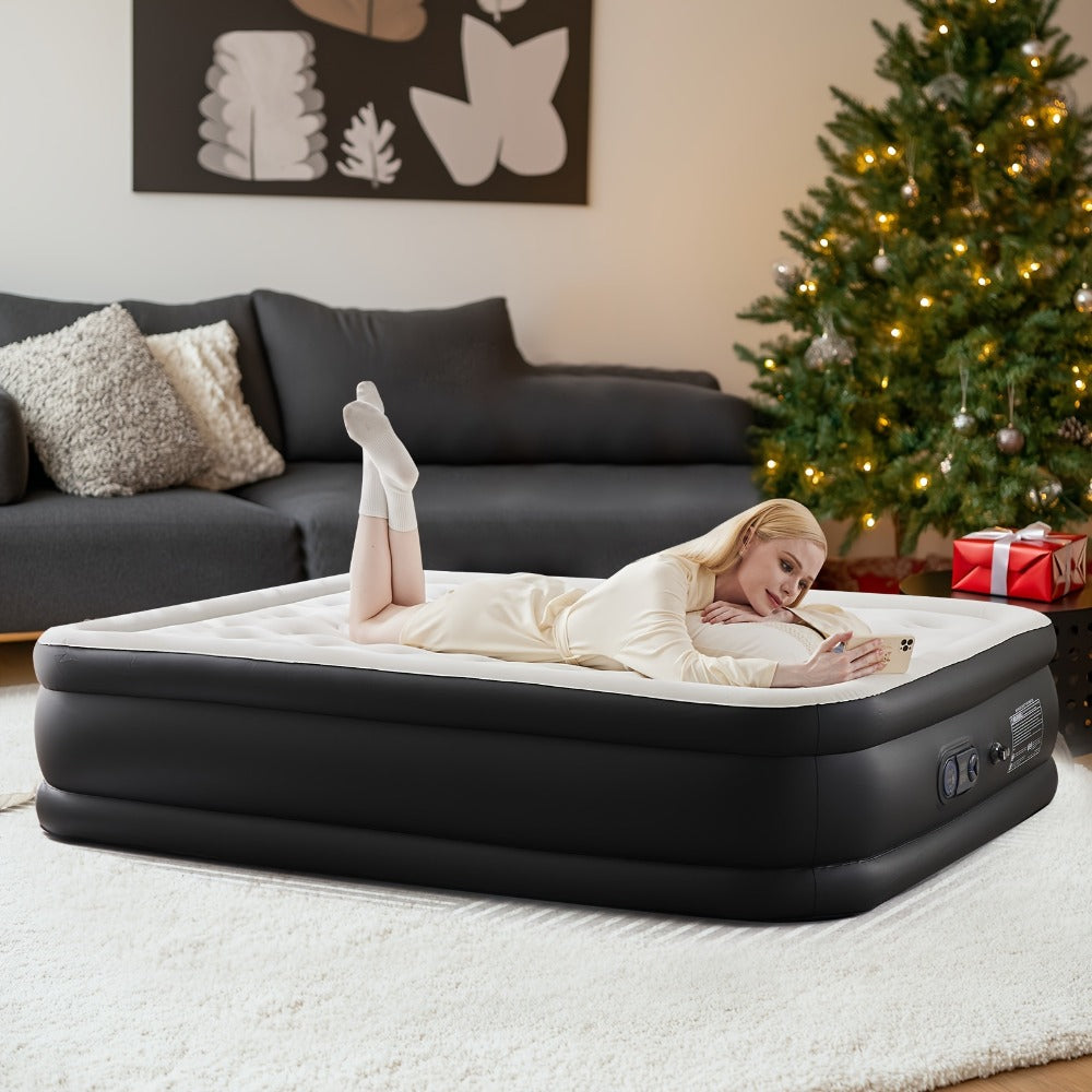 Air Mattress with Double-Height Profile and Side Inflation Panel in 75 × 39 or 80 × 60-Inch Options