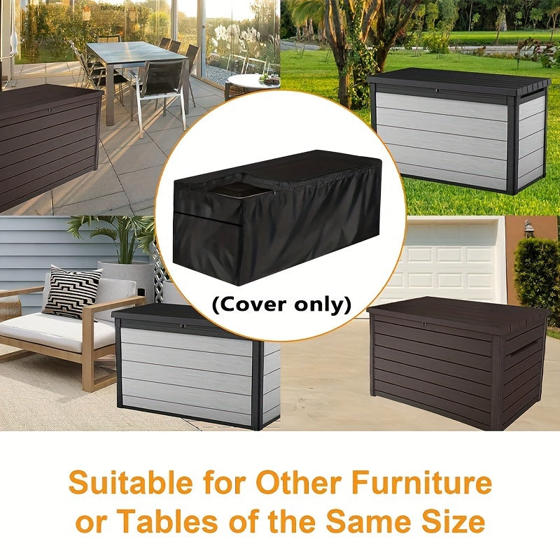 Deck Box Cover with Displayed 58 x 28 x 24-Inch Size, Black Rectangular Form and Double Zipper Opening