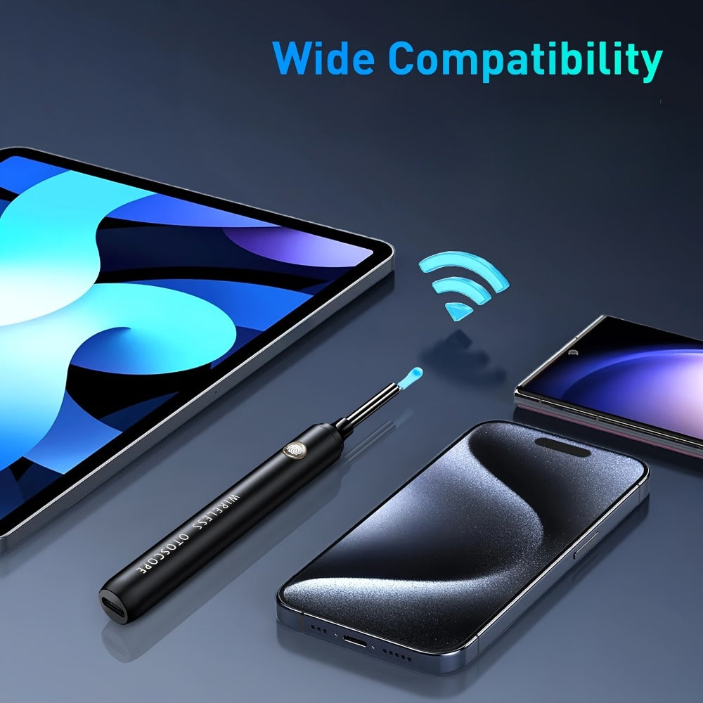 Ear Washer and 1080P-Marked Visual Ear Camera Kit with WiFi Smartphone Viewing and Accessory Tips