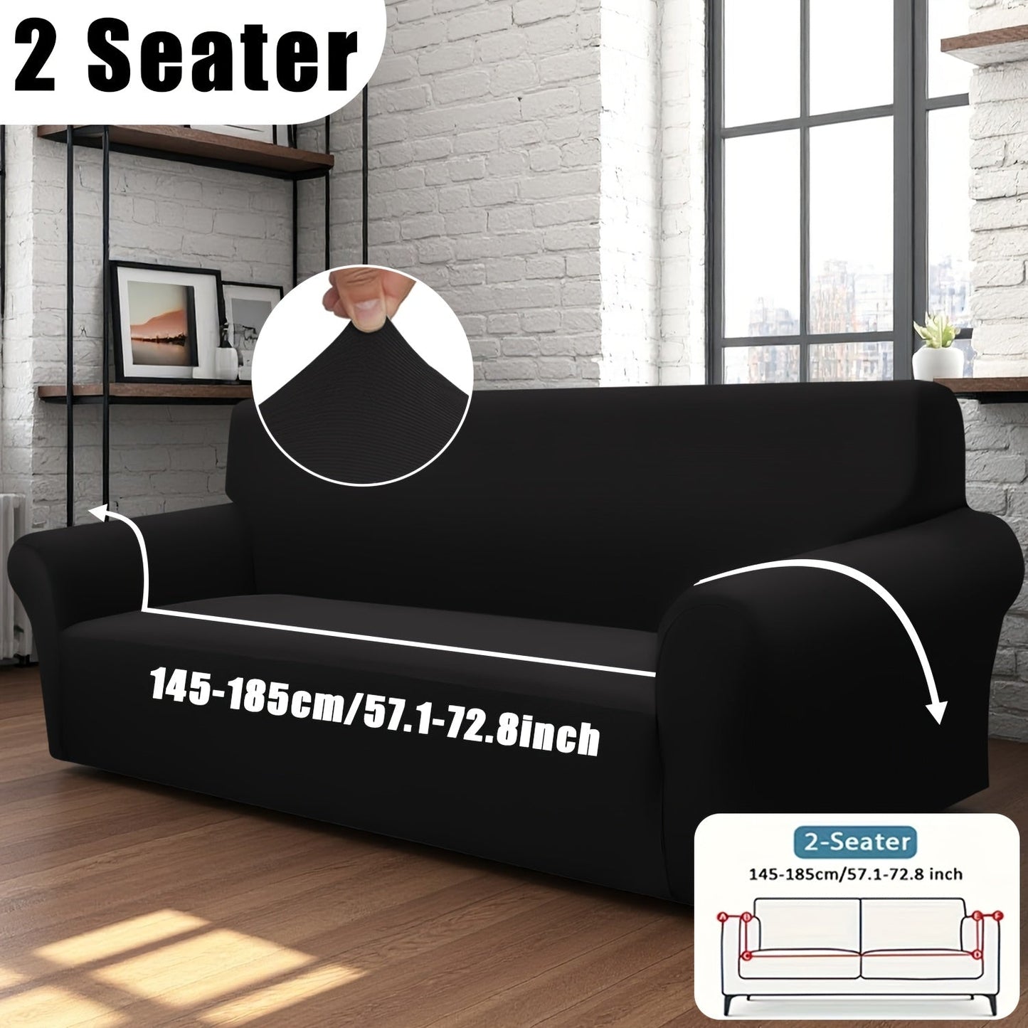 Stretch Sofa Cover Elastic Band | Milk Fiber Fabric Slipcover, Machine Washable Polyester Spandex, 1 to 4 Seater Armchair Couch Cover, Red Gray Blue Black Coffee, Home Decor