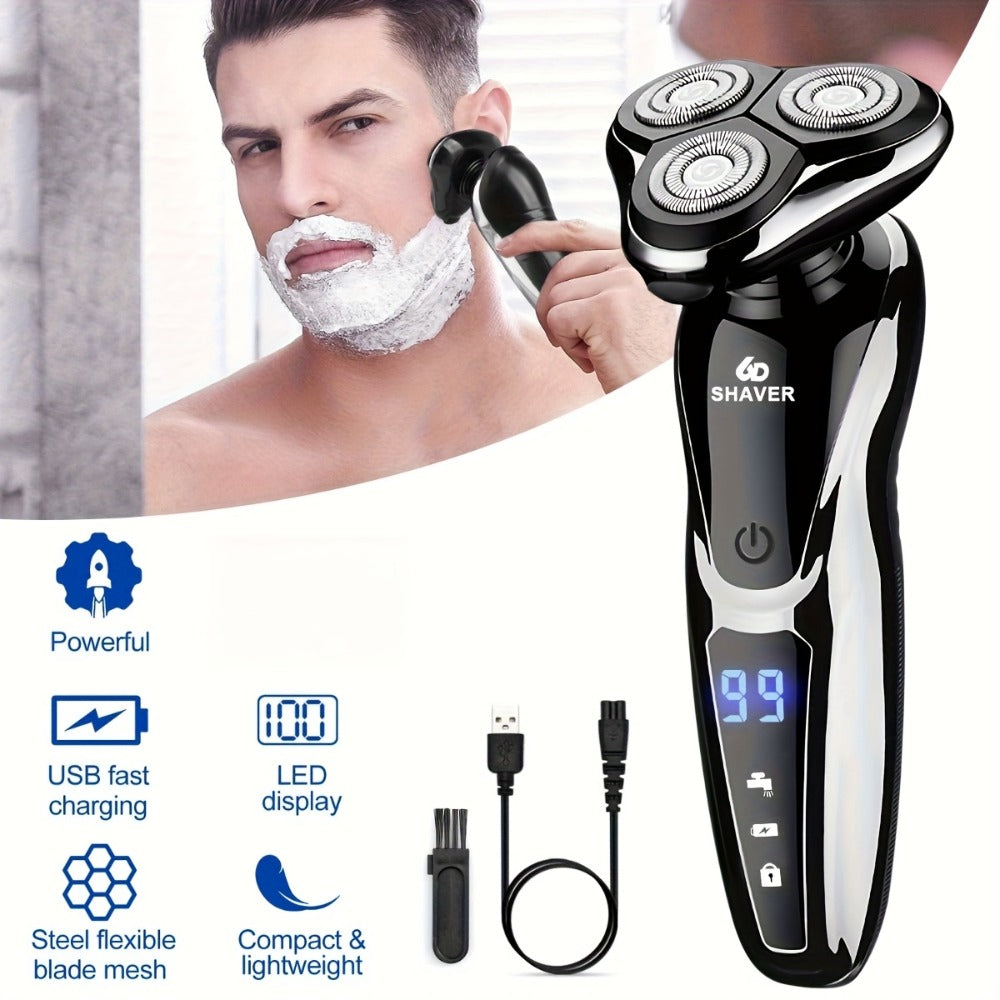 Electric Shaver 2-Pack with 3D Floating Heads, LED Power Indicators and Rechargeable Washable Design