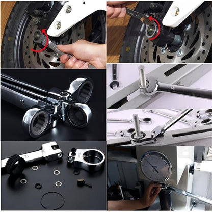 Six-Piece Metric Double-Ended Ratcheting Wrench Set with Flexible Heads, 6–10 mm Sizes and Roll Pouch